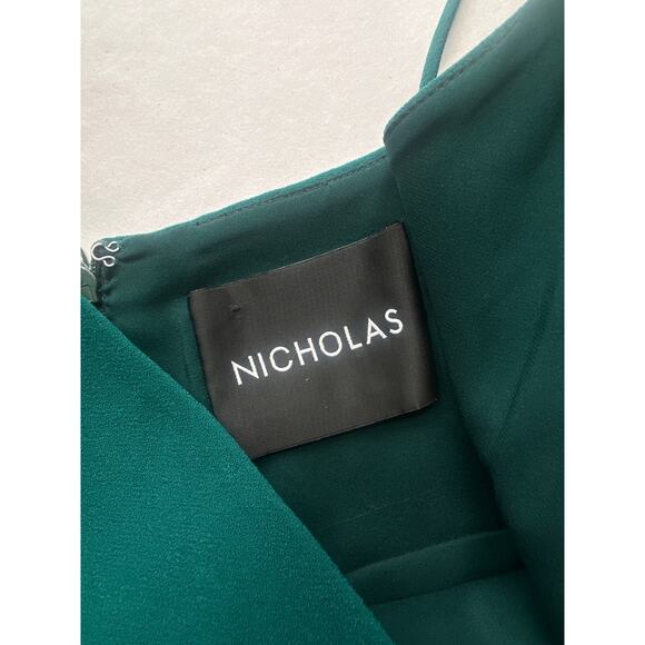 NICHOLAS The Fringe Crepe Wrap Cami Dress in Lagoon Green Size 4 - Picture 9 of 13